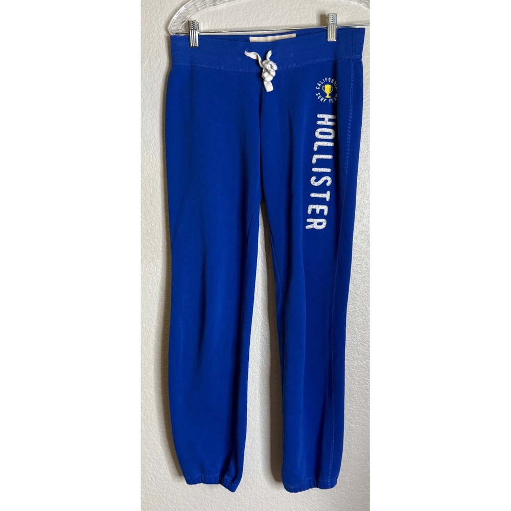 Hollister Womens XS Sweatpants Blue California Surf Graphic Joggers Spell‎ Out